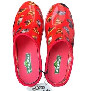 SALE NWT Red Garden Shoes with chicken Print Casual waterproof outdoor gifts